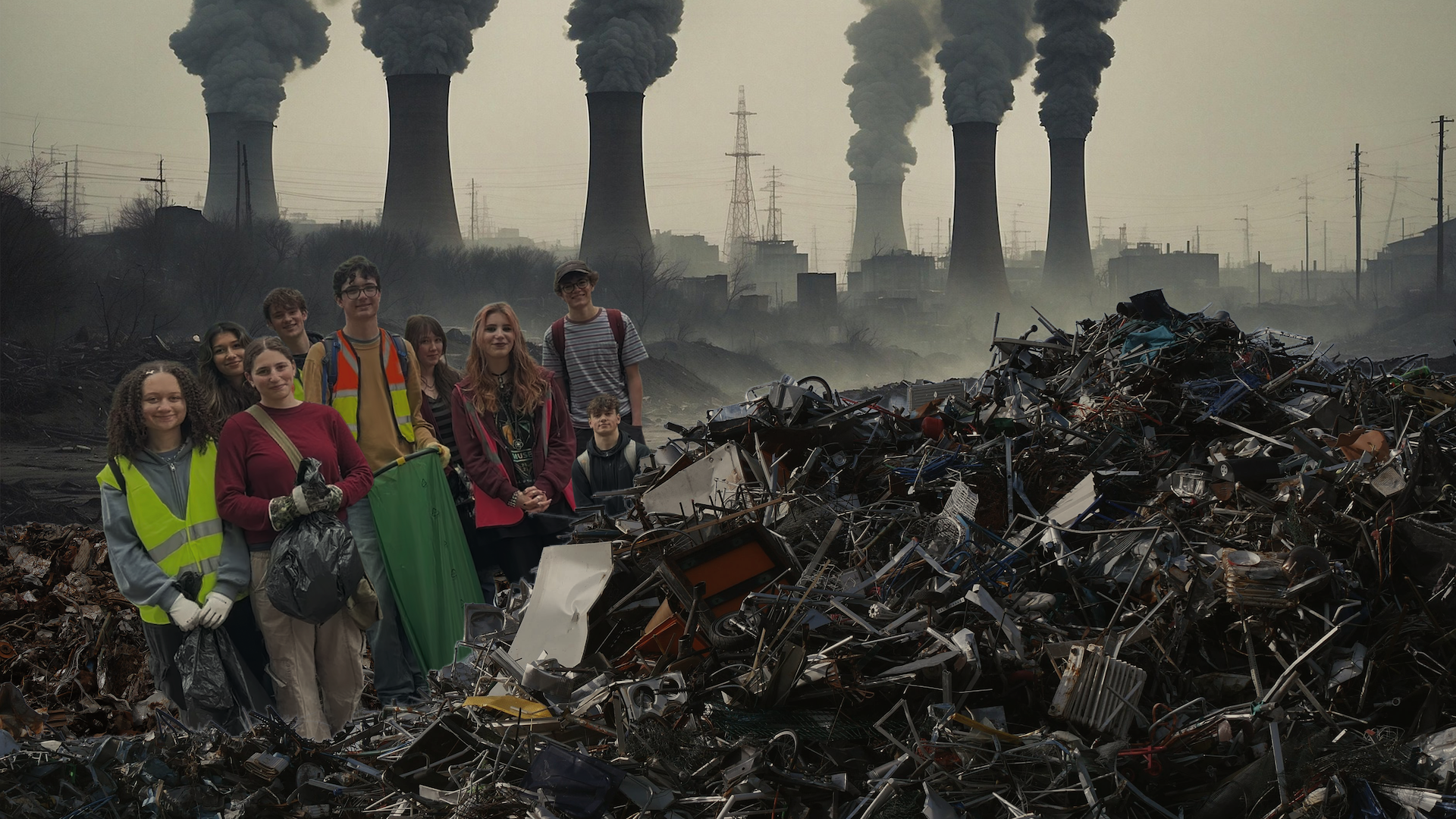 Volunteers at cleanup (digitally altered)