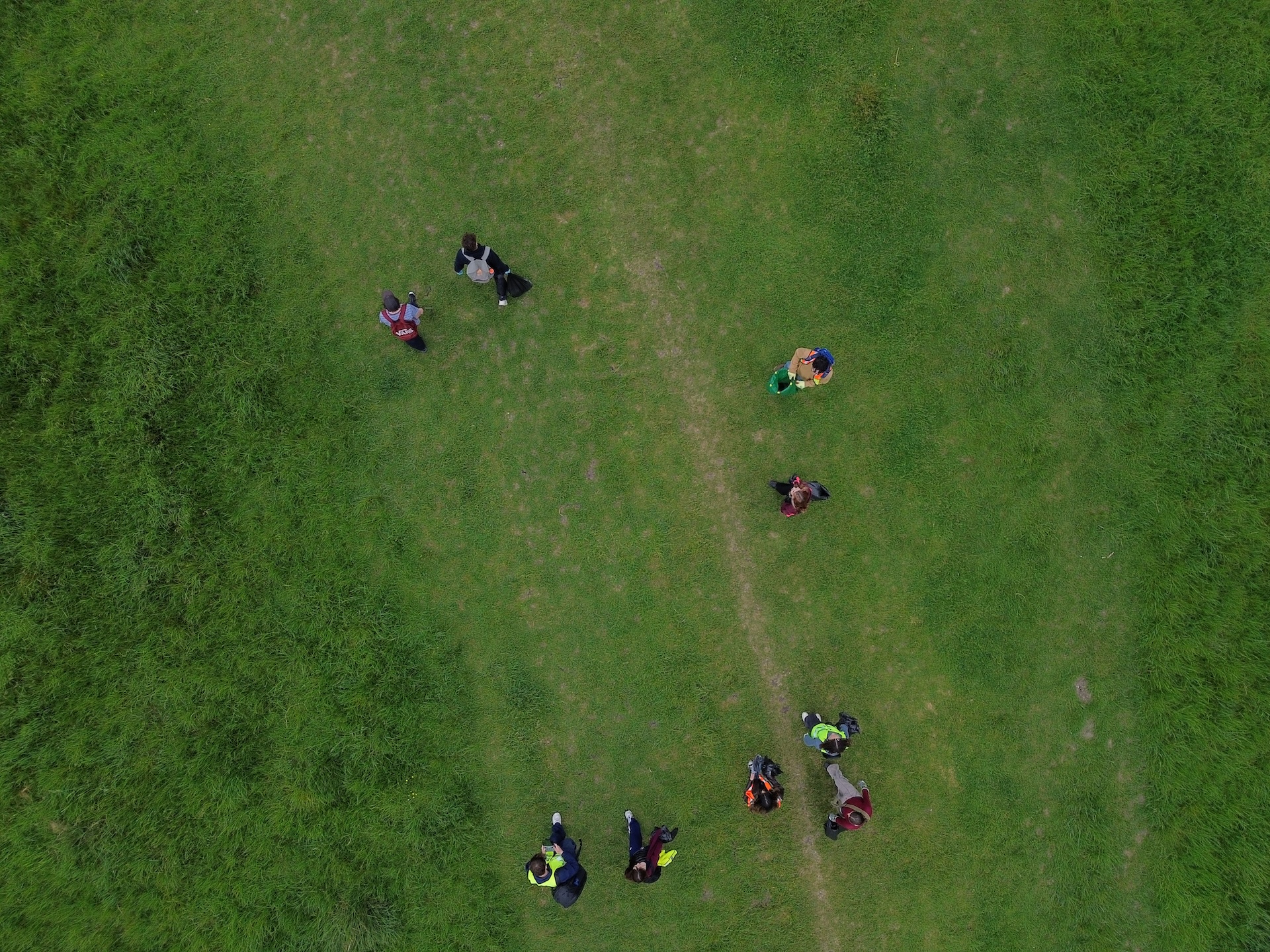 Volunteers cleaning up